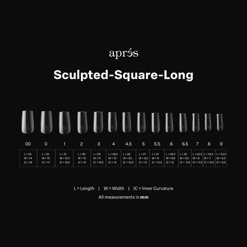 APRES Gel-X Sculpted Square Long 2.0 Box of Tips 14 sizes