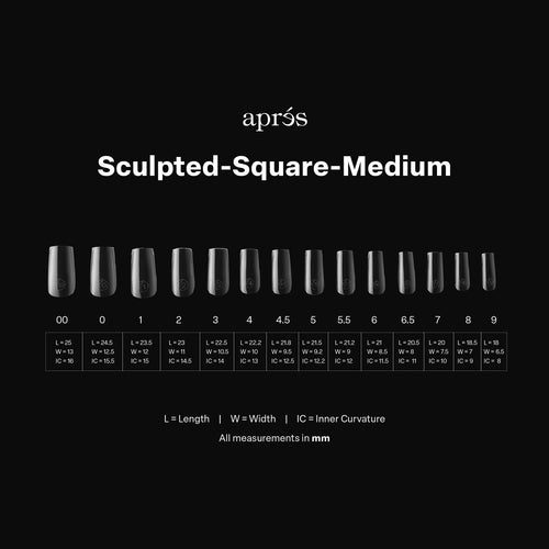 APRES Gel-X Sculpted Square Medium 2.0 Box of Tips 14 sizes