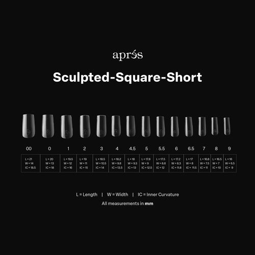 APRES Gel-X Sculpted Square Short 2.0 Box of Tips 14 sizes