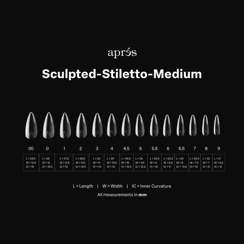 APRES Gel-X Sculpted Stiletto Medium 2.0 Box of Tips 14 sizes