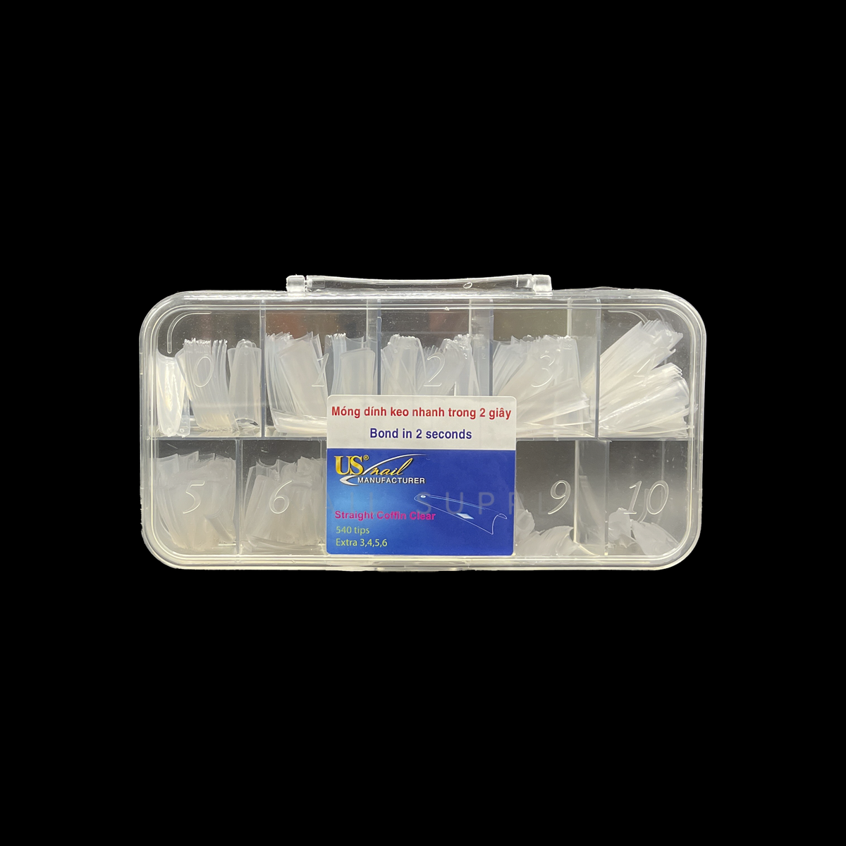Usn tips straight coffin - clear box - nail tipss