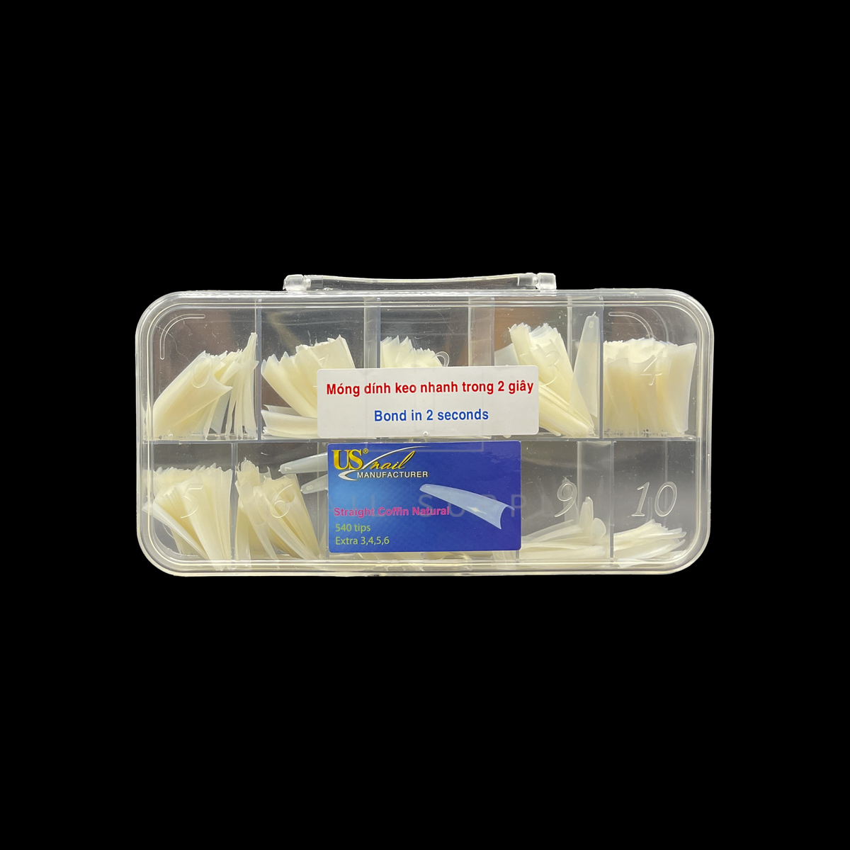 Usn tips straight coffin - natural box - nail tipss