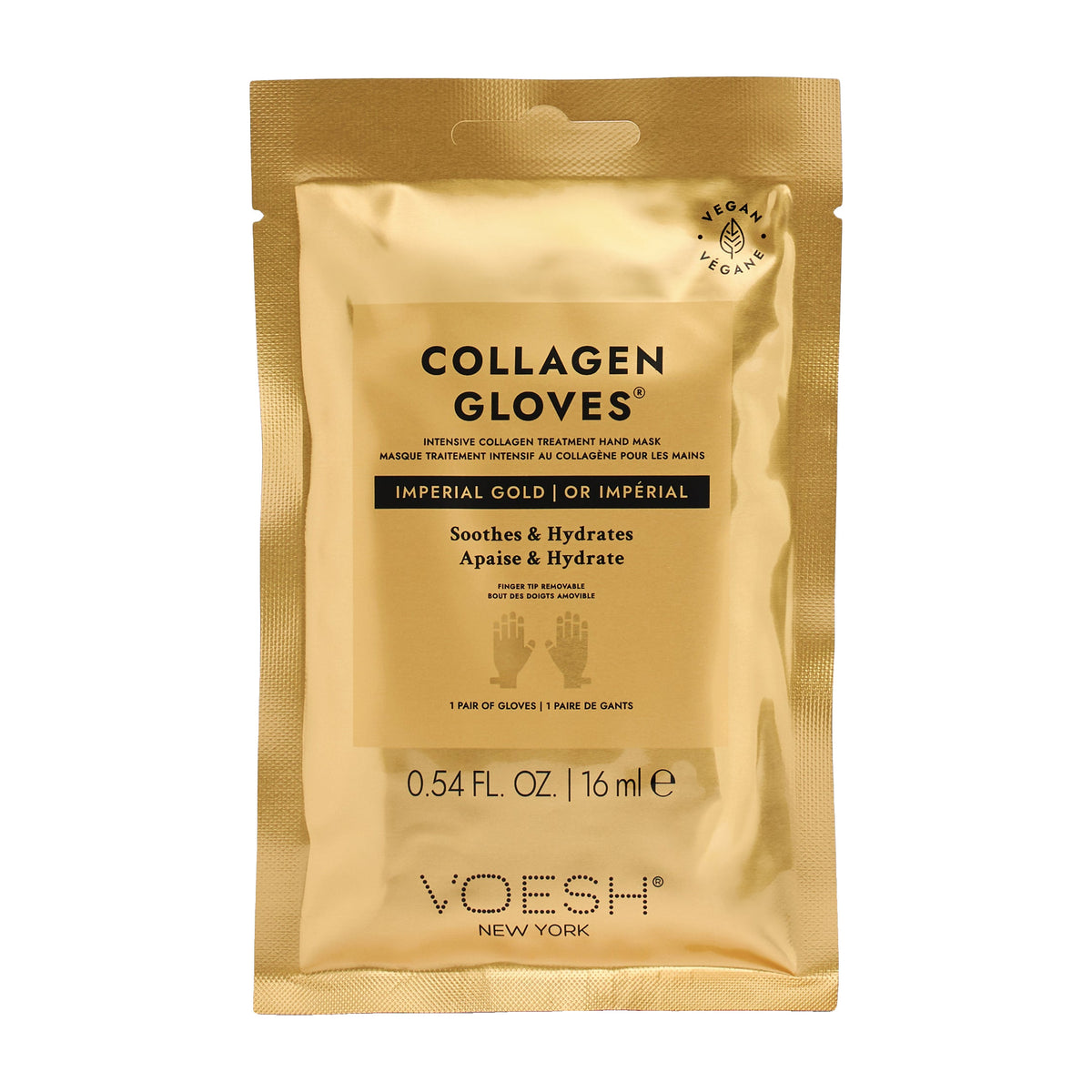 Voesh collagen mask gloves - imperial 24k gold 60/box