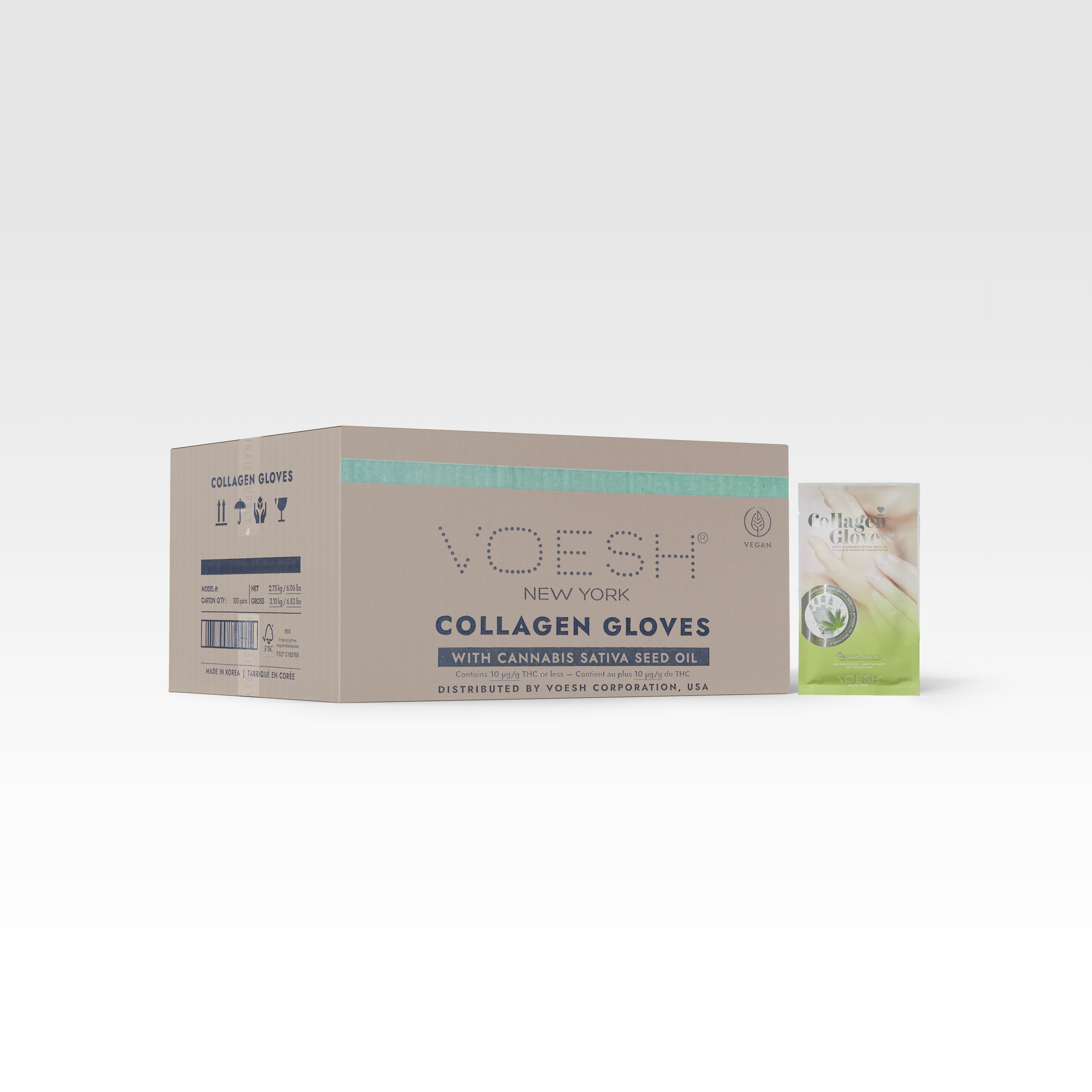 VOESH Collagen Mask Gloves - Hemp Extract Seed Oil 100/Box