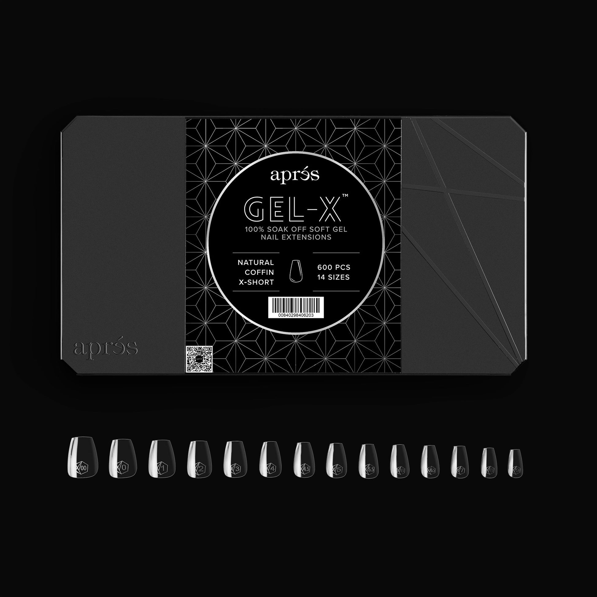 Apres gel-x natural coffin extra short 2.0 box of tips 14