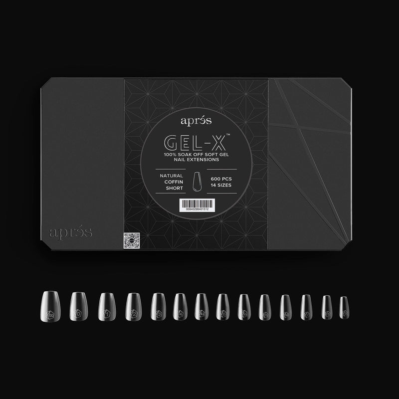 Apres gel-x natural coffin short 2.0 box of tips 14 sizes