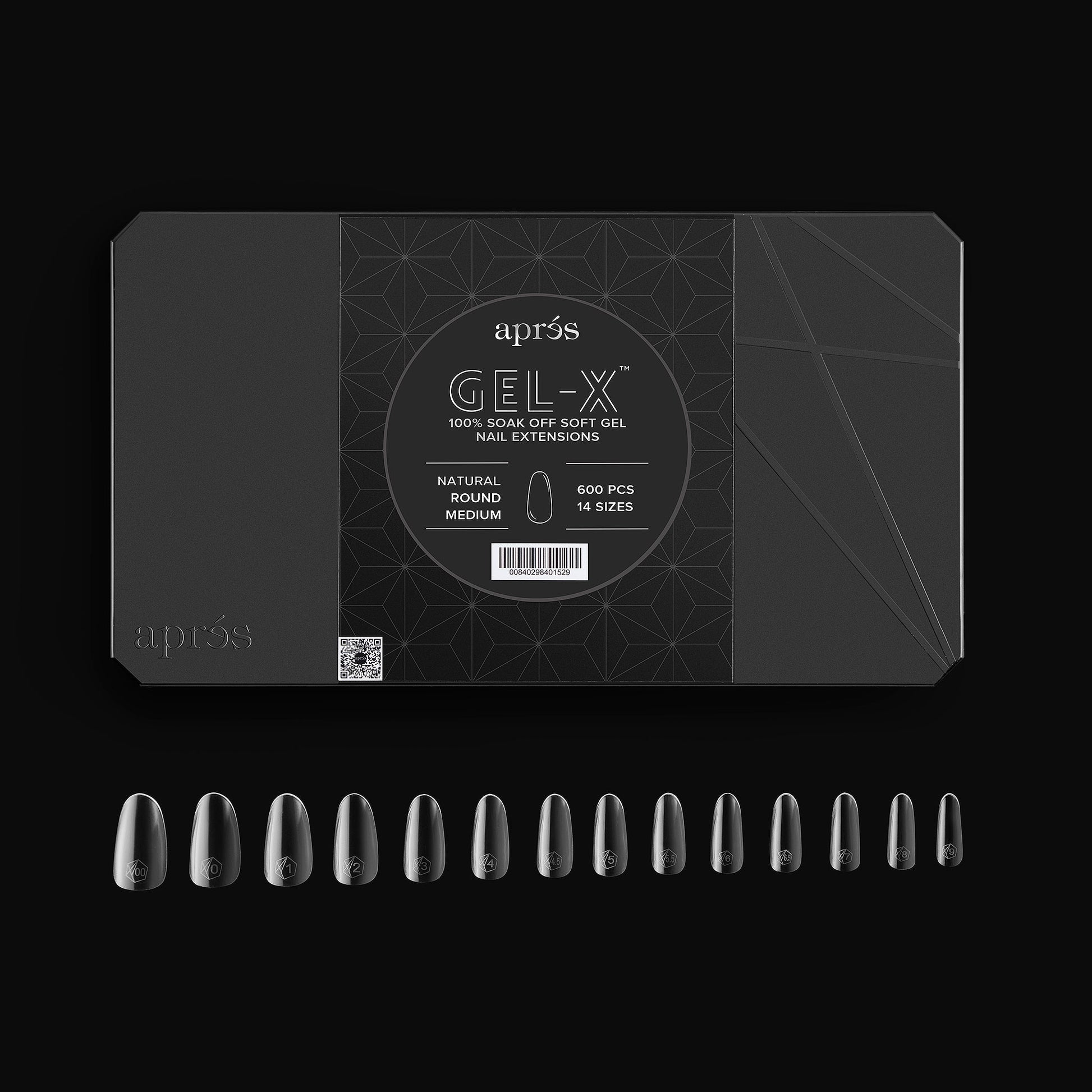 Apres gel-x natural round medium 2.0 box of tips 14 sizes