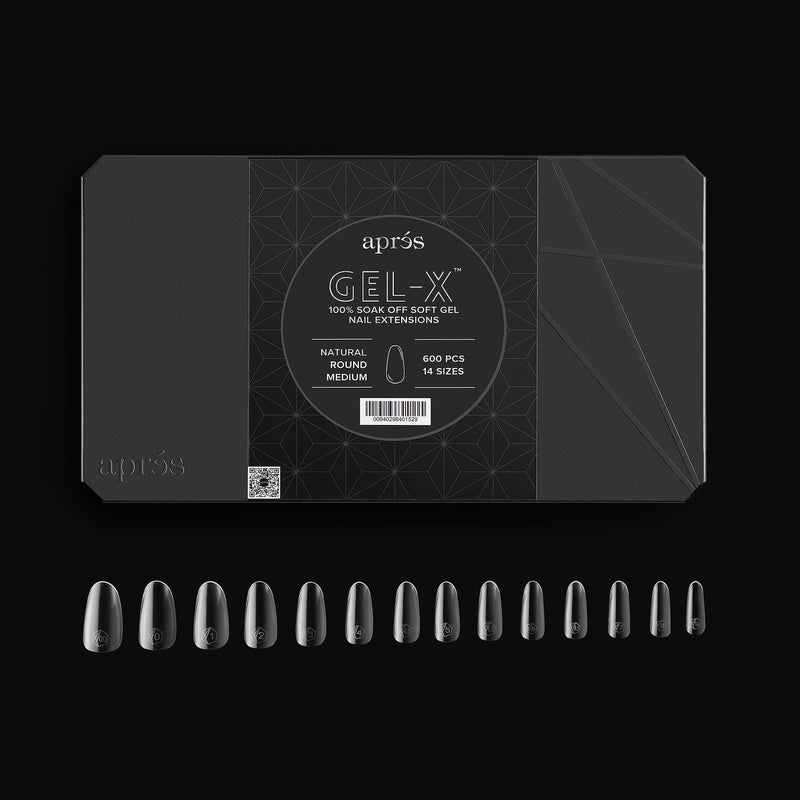 Apres gel-x natural round medium 2.0 box of tips 14 sizes