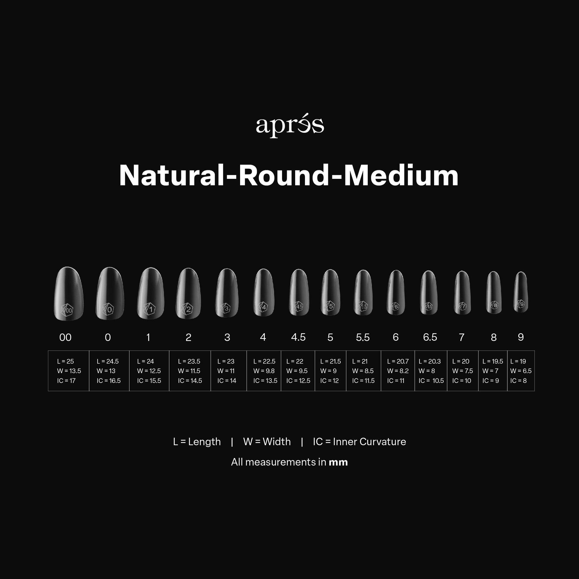 Apres gel-x natural round medium 2.0 box of tips 14 sizes
