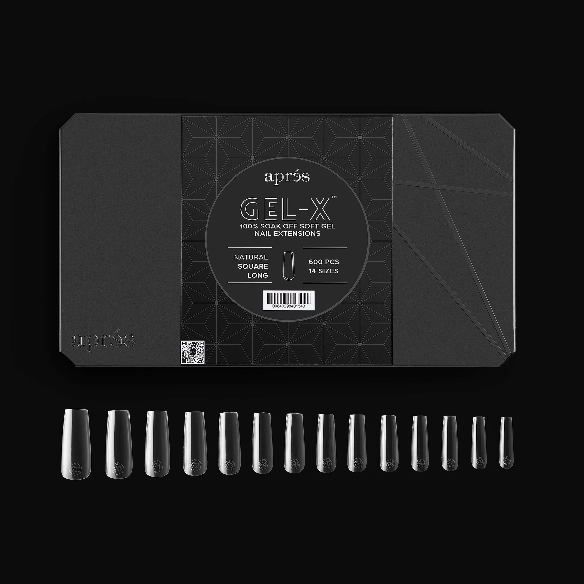 Apres gel-x natural square long 2.0 box of tips 14 sizes