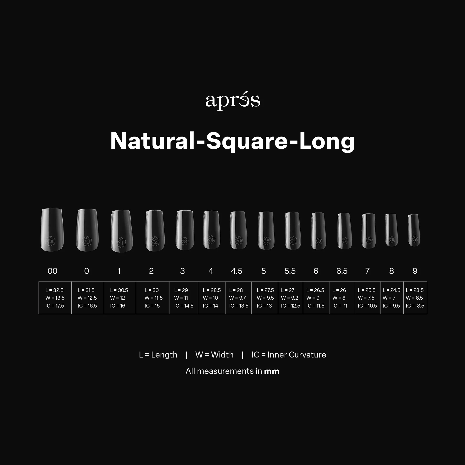 Apres gel-x natural square long 2.0 box of tips 14 sizes