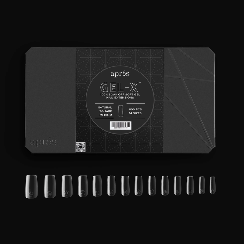 Apres gel-x natural square medium 2.0 box of tips 14 sizes
