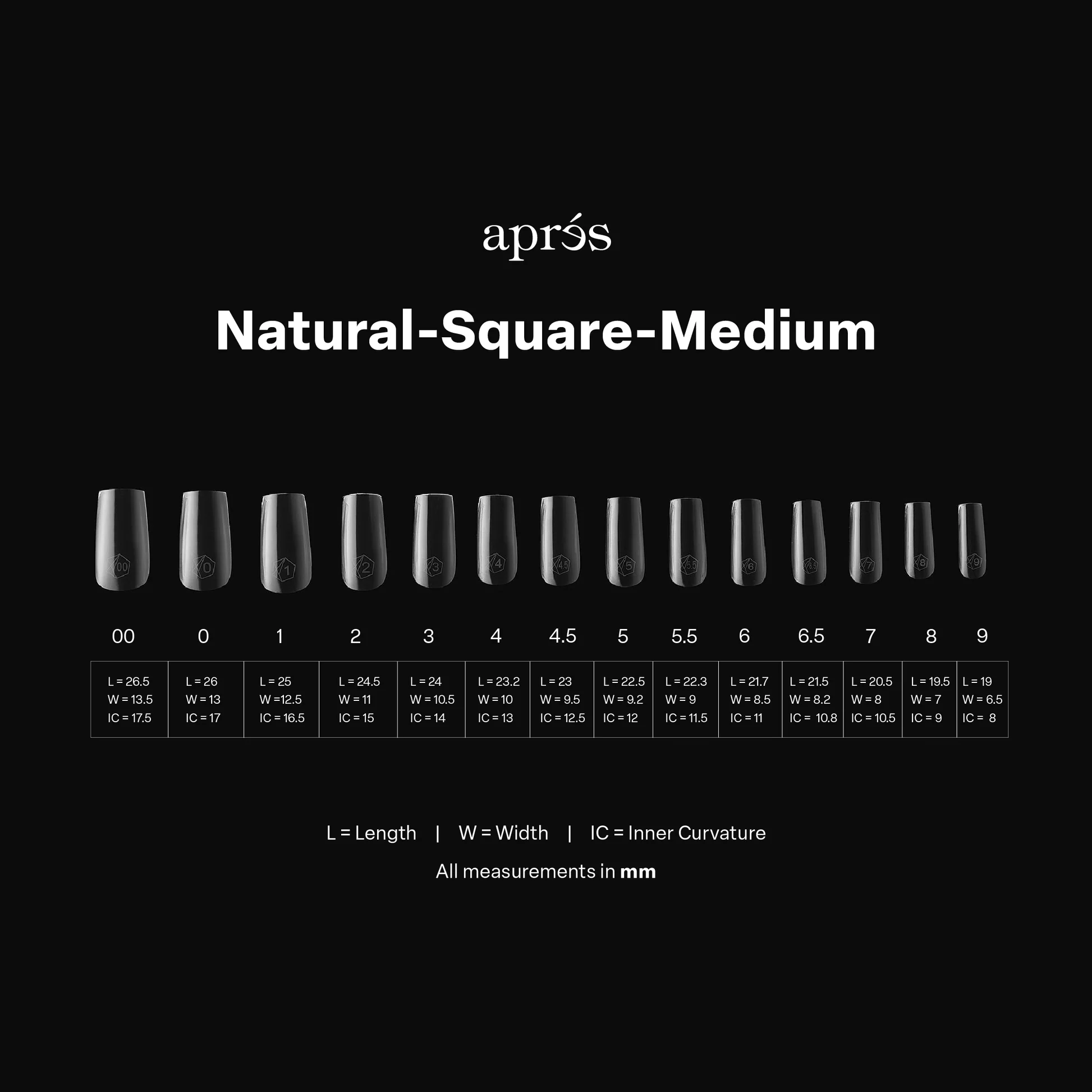 Apres gel-x natural square medium 2.0 box of tips 14 sizes