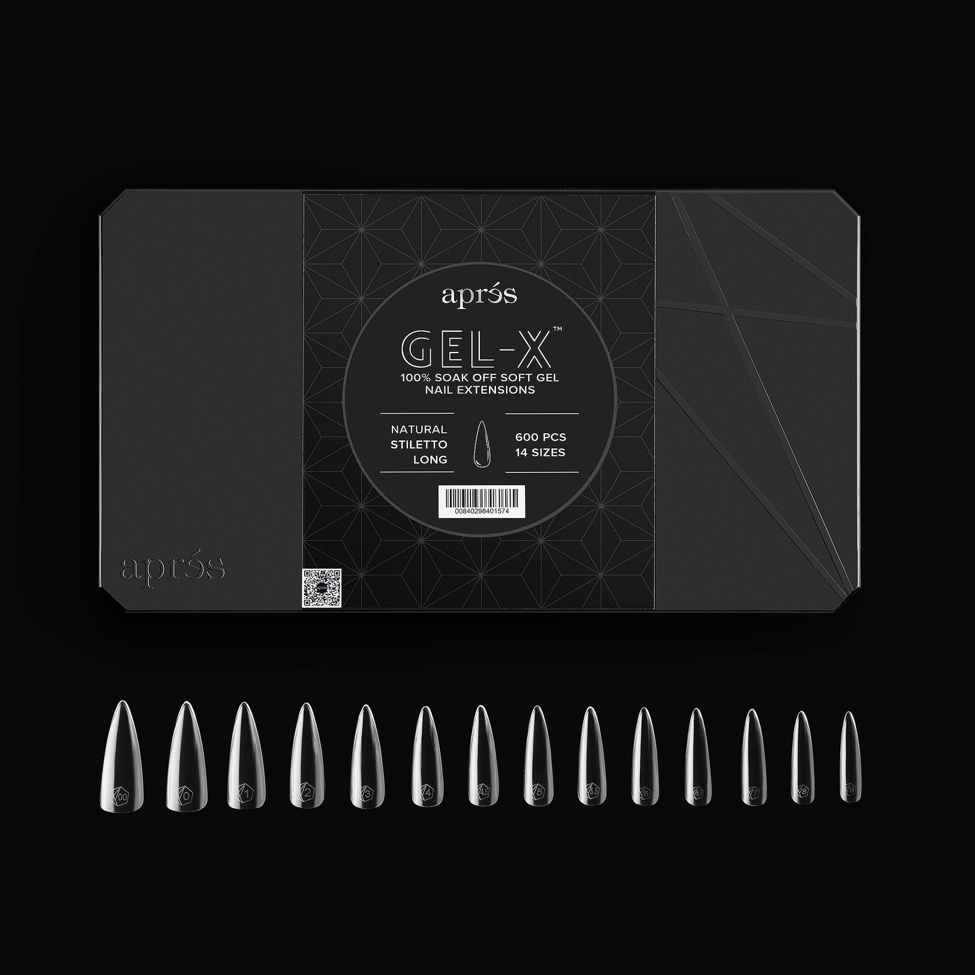 Apres gel-x natural stiletto long 2.0 box of tips 14 sizes