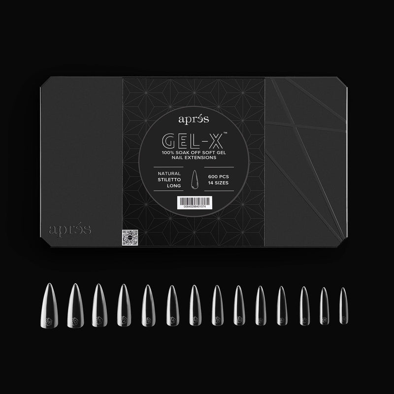 Apres gel-x natural stiletto long 2.0 box of tips 14 sizes