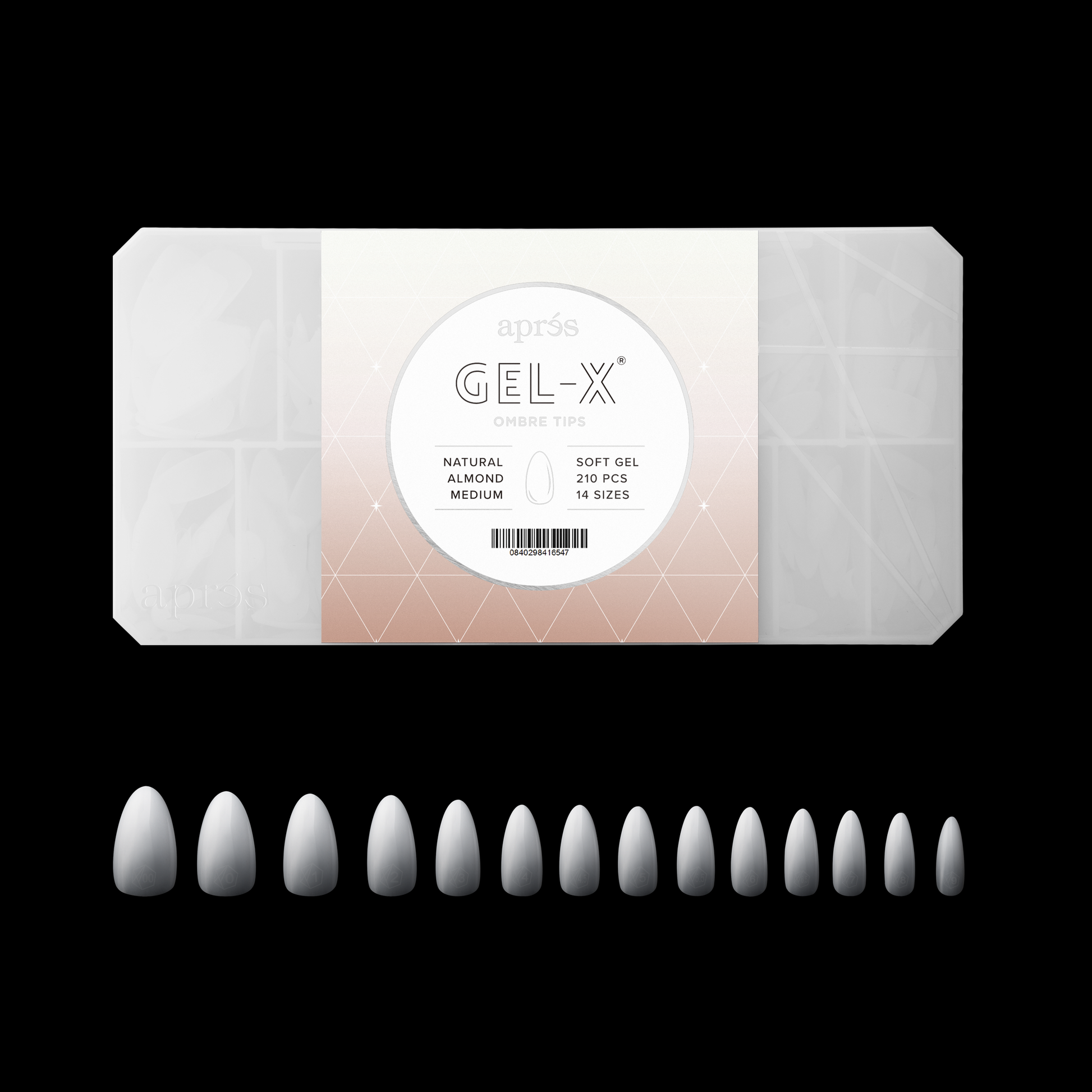 Apres gel-x ombre natural almond medium 14 sizes - nail