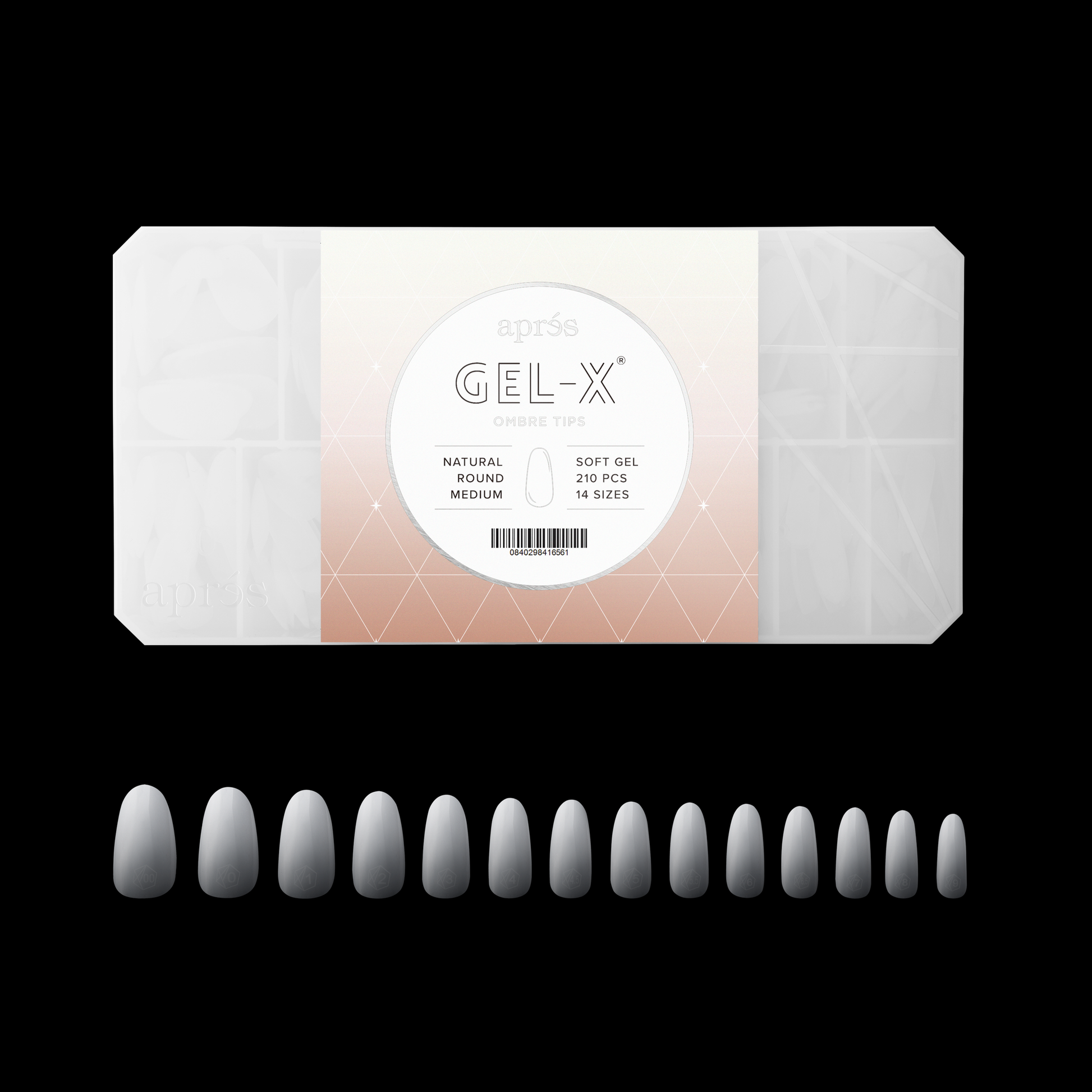 Apres gel-x ombre natural round medium 14 sizes - nail tipss