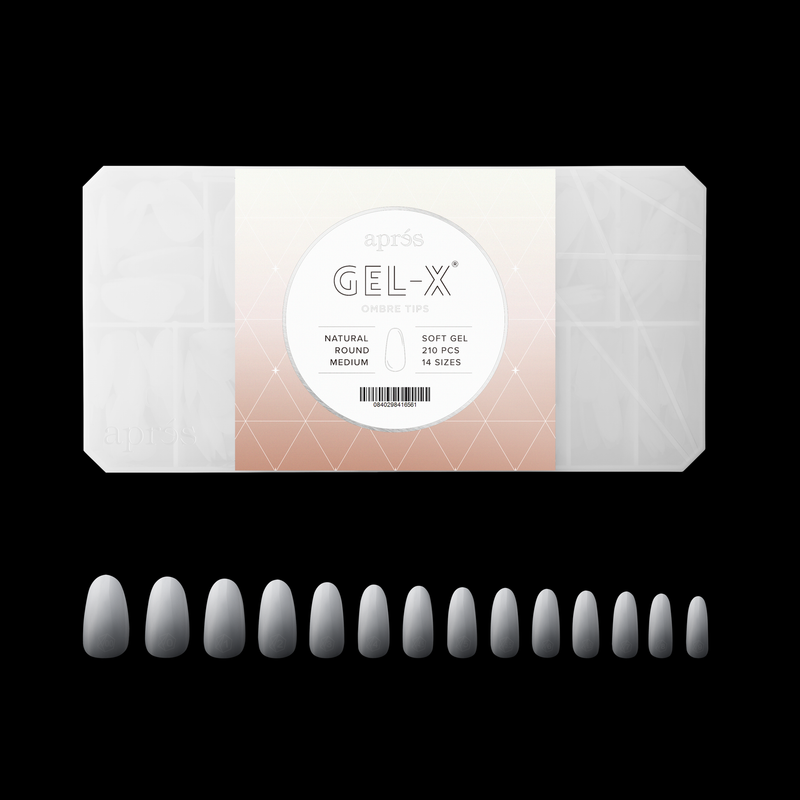 Apres gel-x ombre natural round medium 14 sizes - nail tipss