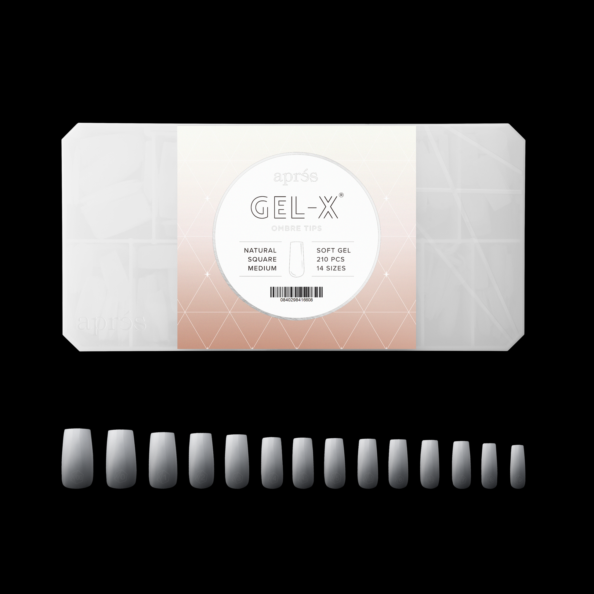 Apres gel-x ombre natural square medium 14 sizes - nail