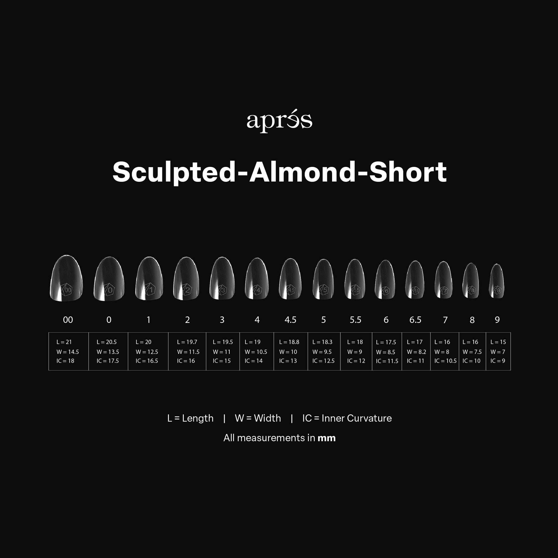Apres gel-x sculpted almond short 2.0 box of tips 14 sizes