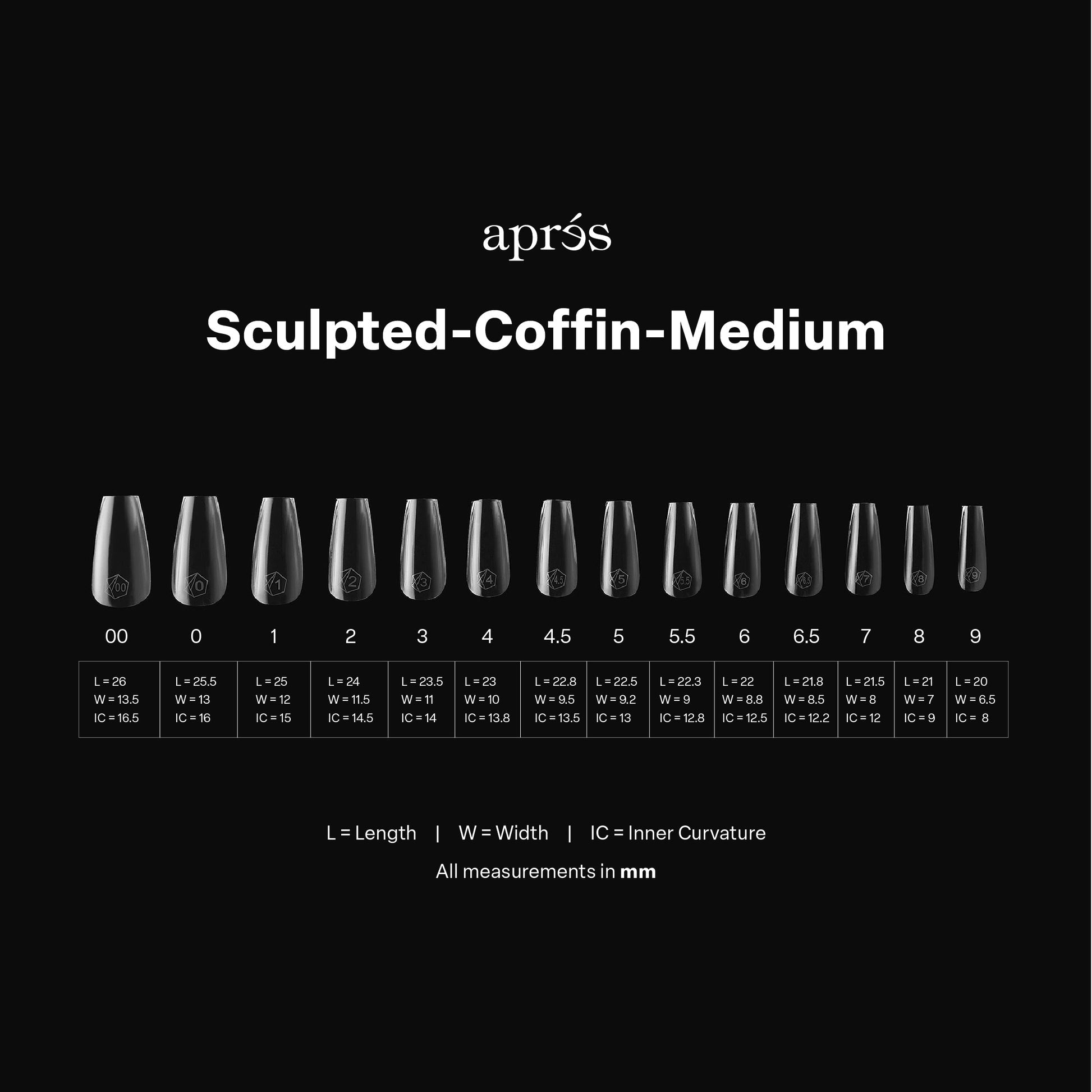 Apres gel-x sculpted coffin medium box of tips 14 sizes