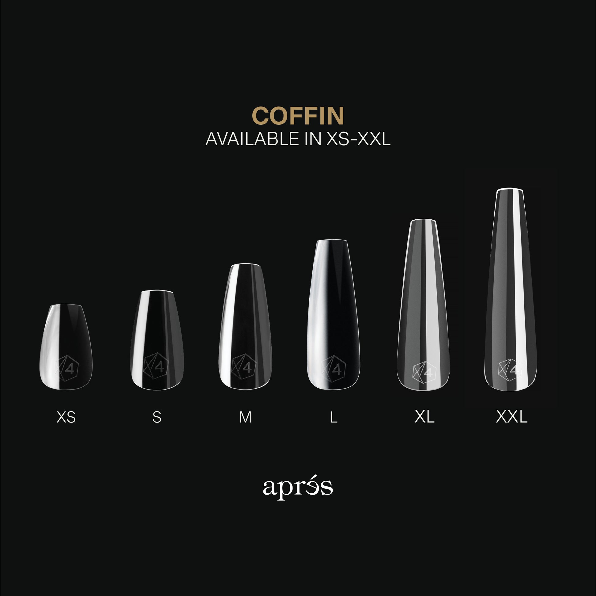 Apres gel-x sculpted coffin medium box of tips 14 sizes