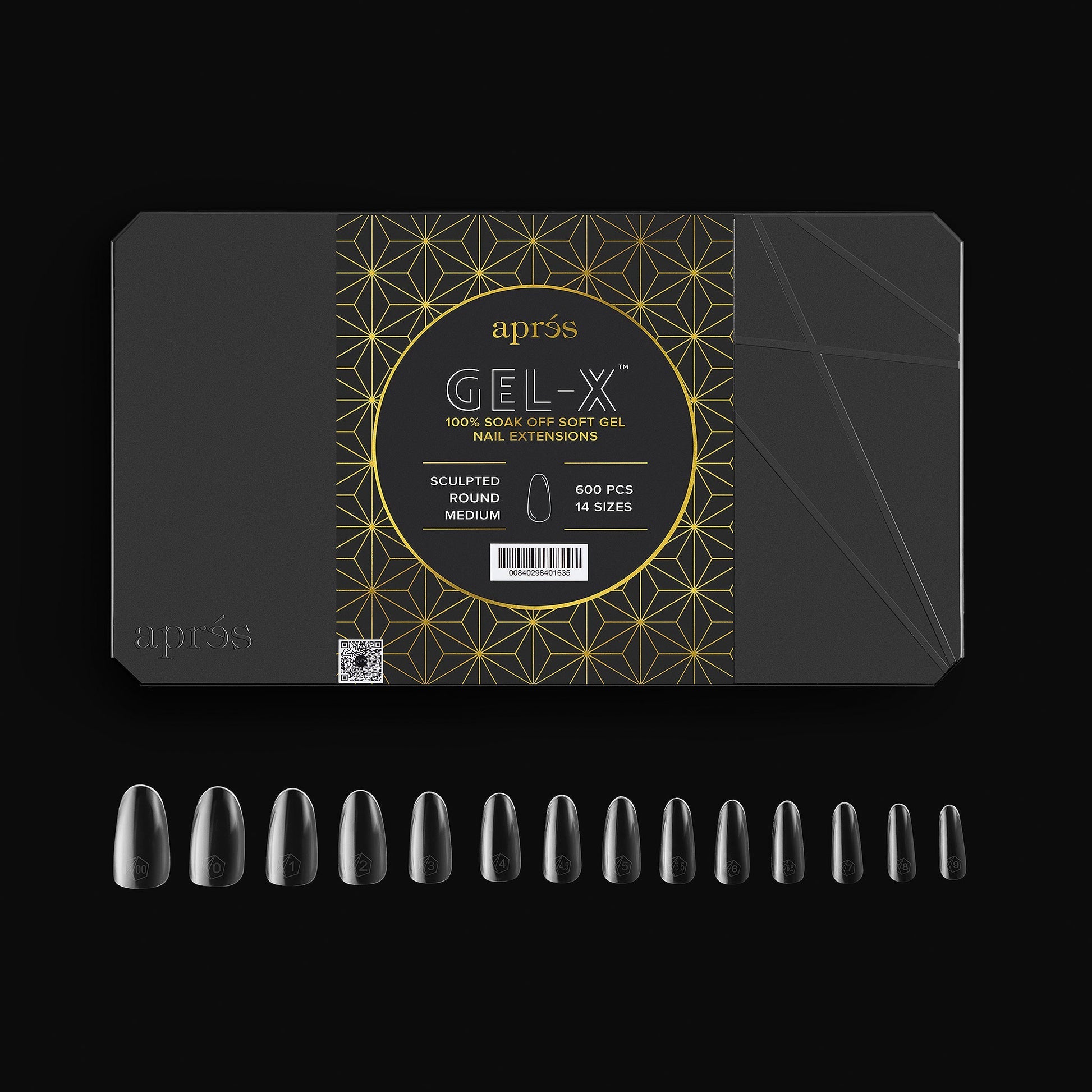 Apres gel-x sculpted round medium 2.0 box of tips 14 sizes