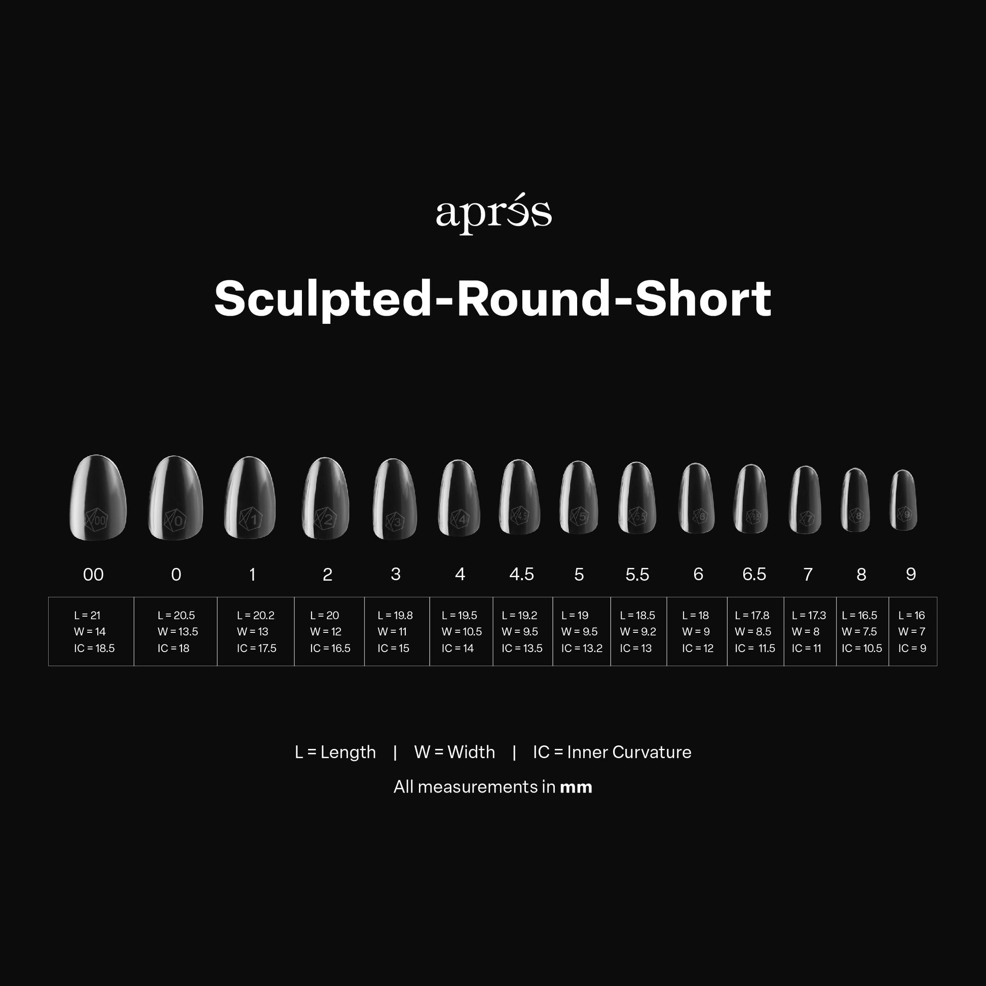 Apres gel-x sculpted round short 2.0 box of tips 14 sizes