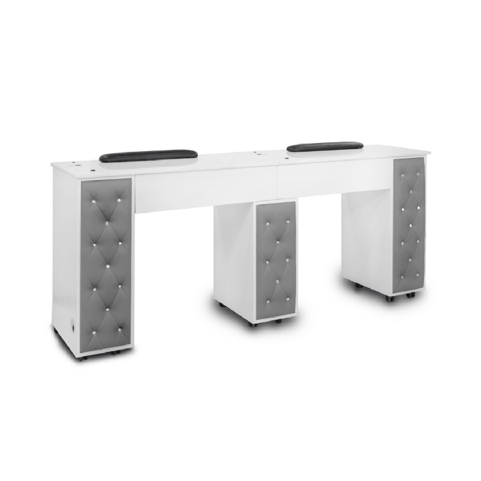 Ayc drexel tufted double manicure table(w2) - gray