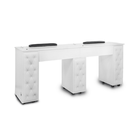 Ayc drexel tufted double manicure table(w2) - white