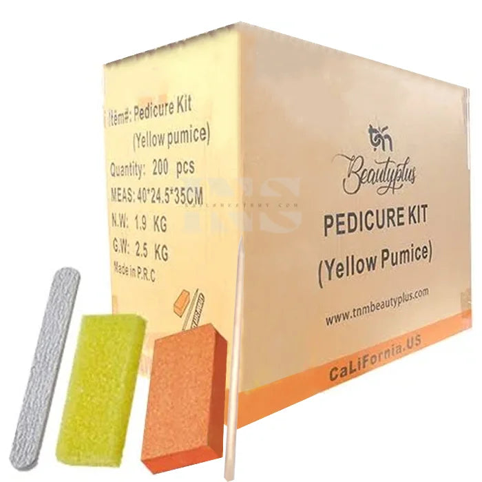 BEAUTY PLUS 4 Step Pedicure Kit YELLOW 200/Box - Pedi Kit