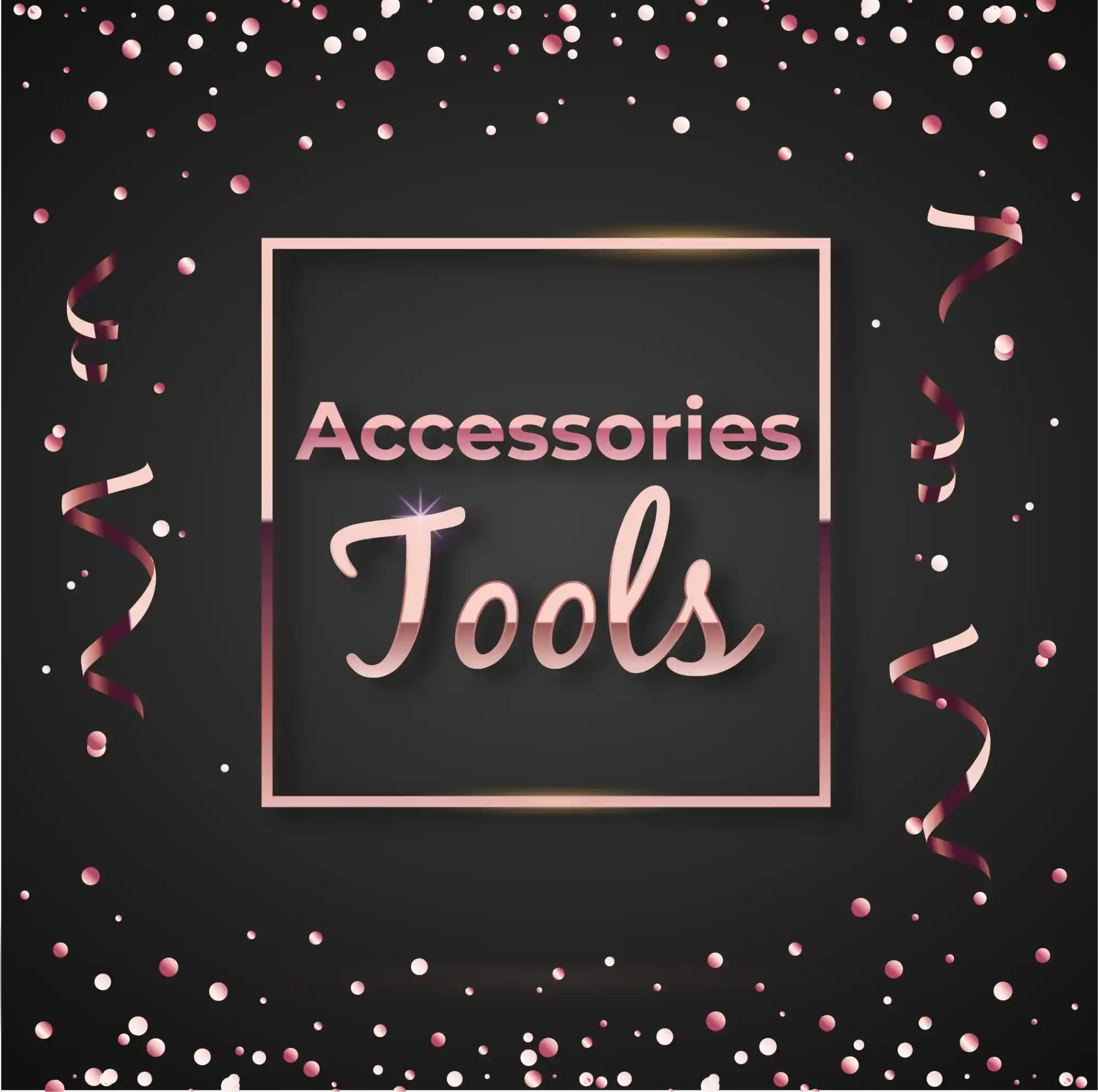 Rose gold accessories tools advertisement.
