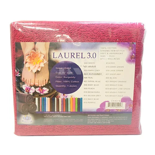 Bridgette pedi towel 29x16 black 12 pcs - burgundy - towel