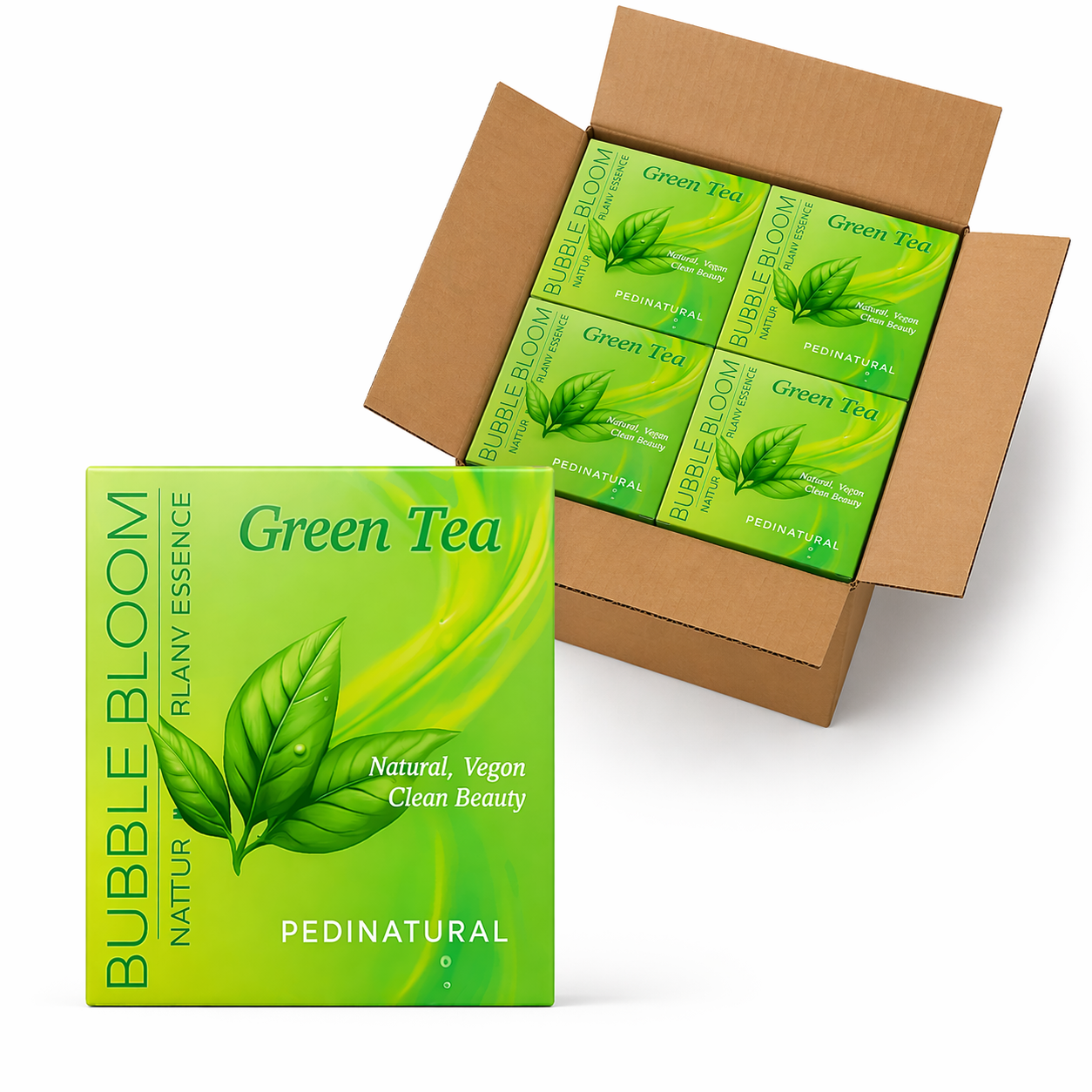 Bubble bloom 7 step pedicure kit - 36pk/case - green tea