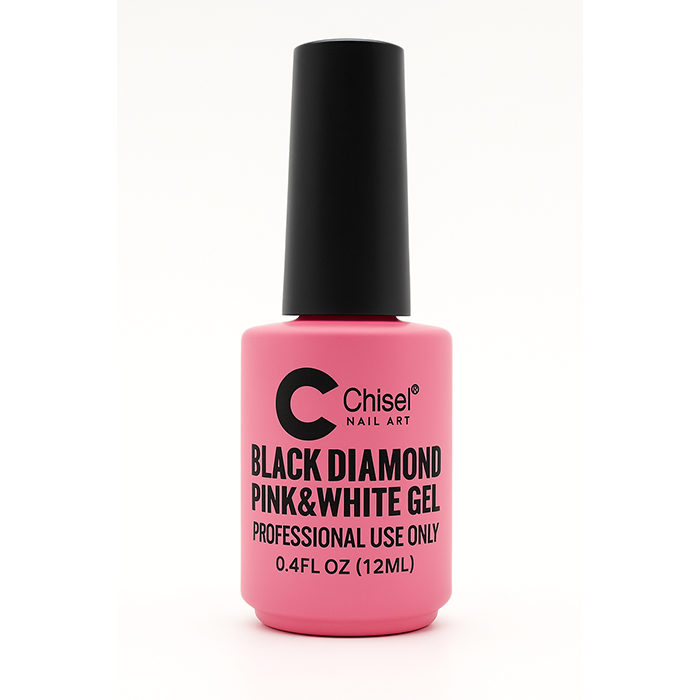 Chisel black diamond gel top pink & white 0.4oz - gel polish
