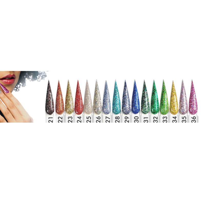 Chisel dip sample color chart glitter (gl21 - gl36) - color
