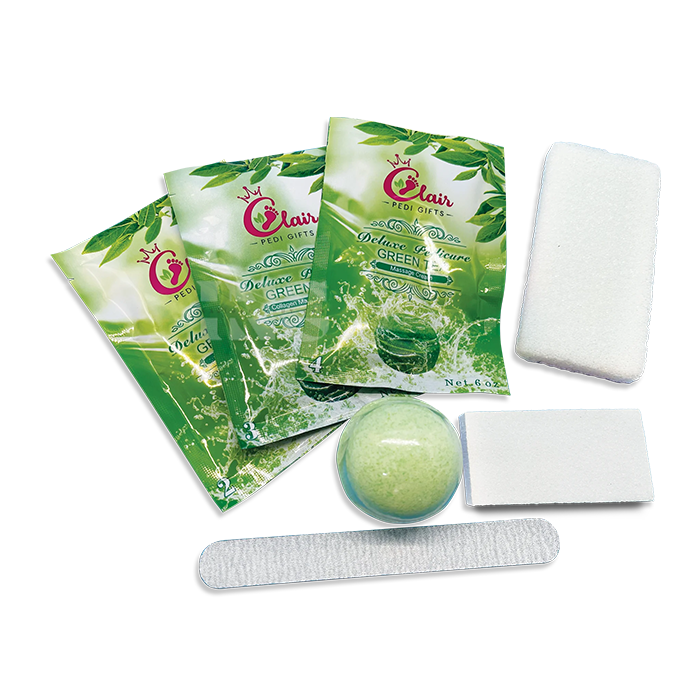 Clair pedi gifts 7 step 140/box - green tea - pedicure kit