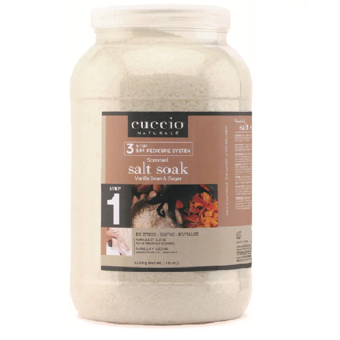 Cuccio step #1 vanilla bean salt soak gallon - spa treatment