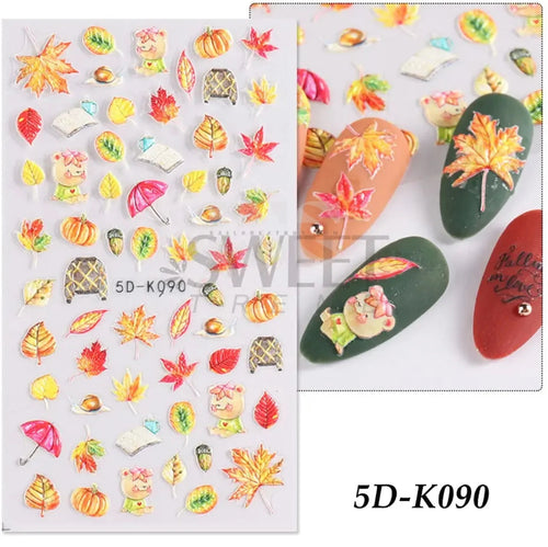 Design Nail Sticker 5D Art - Fall K090