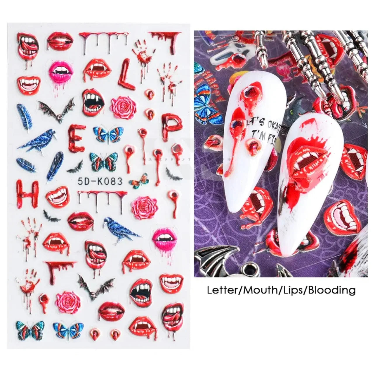 Design Nail Sticker 5D Art - Halloween K083 - Nail Sticker