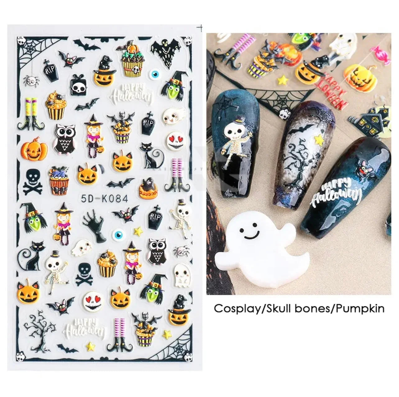 Design Nail Sticker 5D Art - Halloween K084 - Nail Sticker