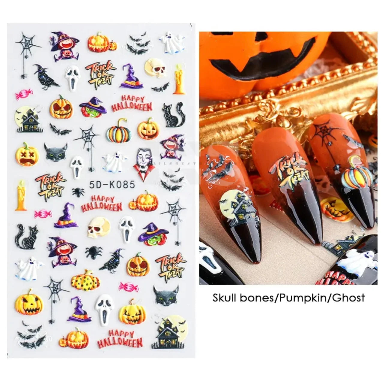 Design Nail Sticker 5D Art - Halloween K085 - Nail Sticker