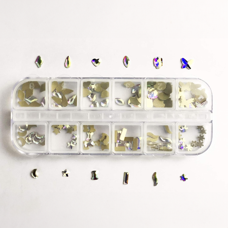 Diamond rhinestone iridescent 12 shape (120pcs) - rhinestone