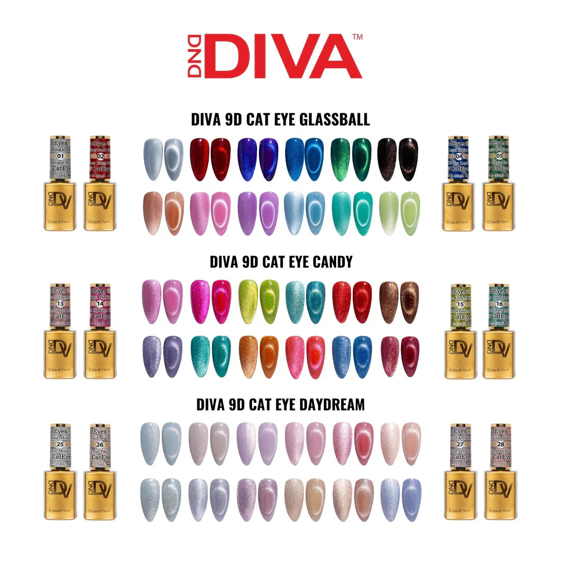 Diva 9d cat eye collection - color chart
