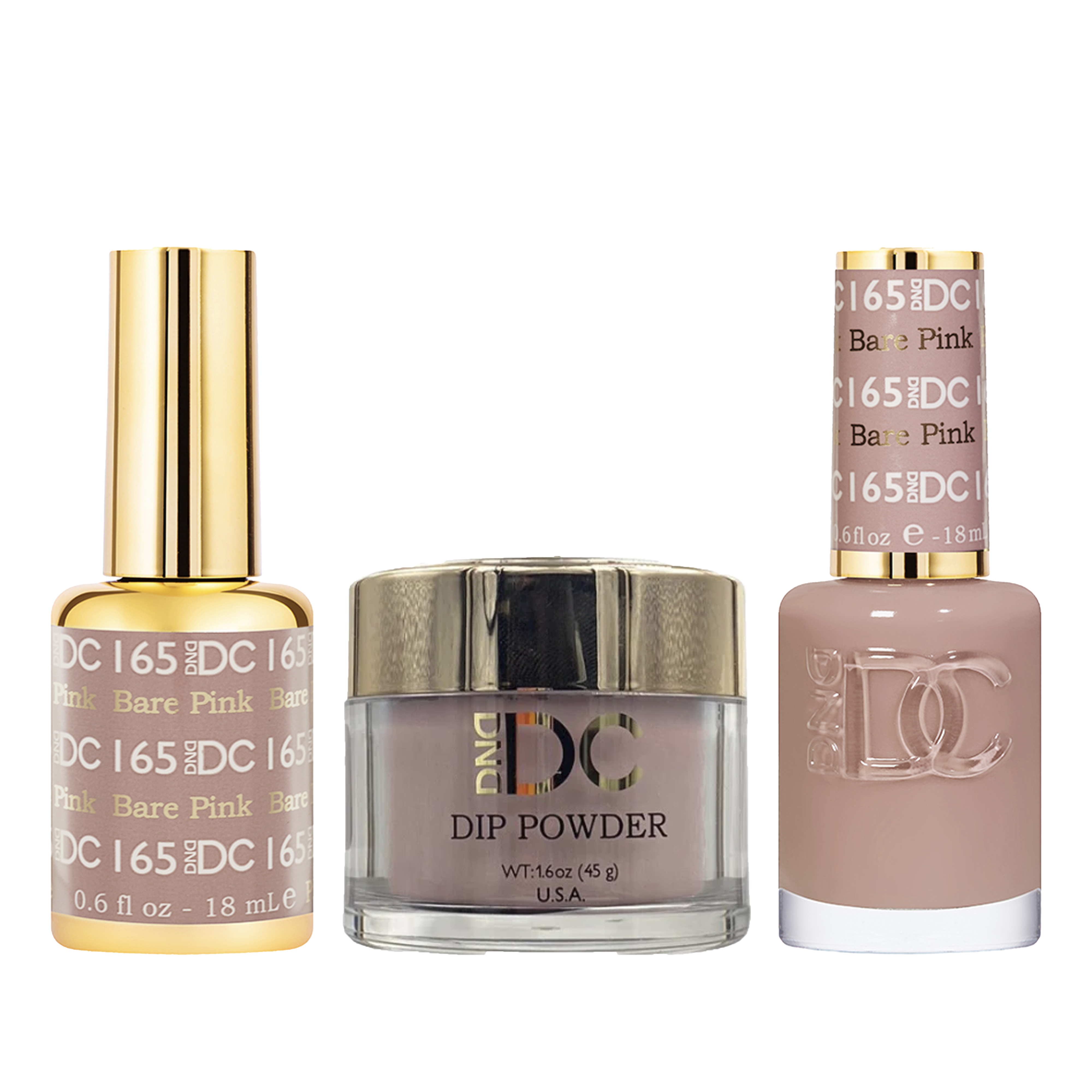 Dnd dc trio - 165 bare pink - dip polish