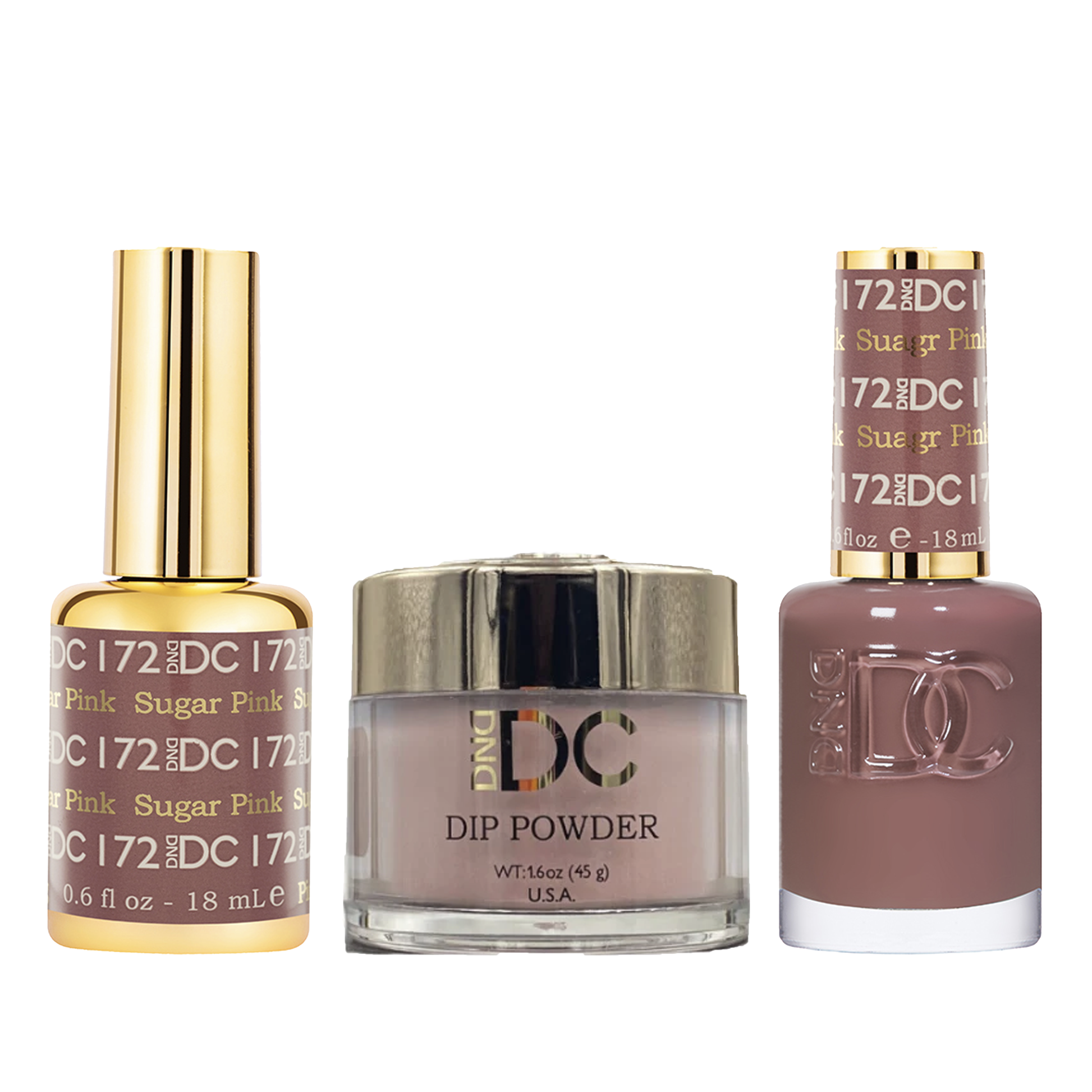 Dnd dc trio - 172 sugar pink - dip polish