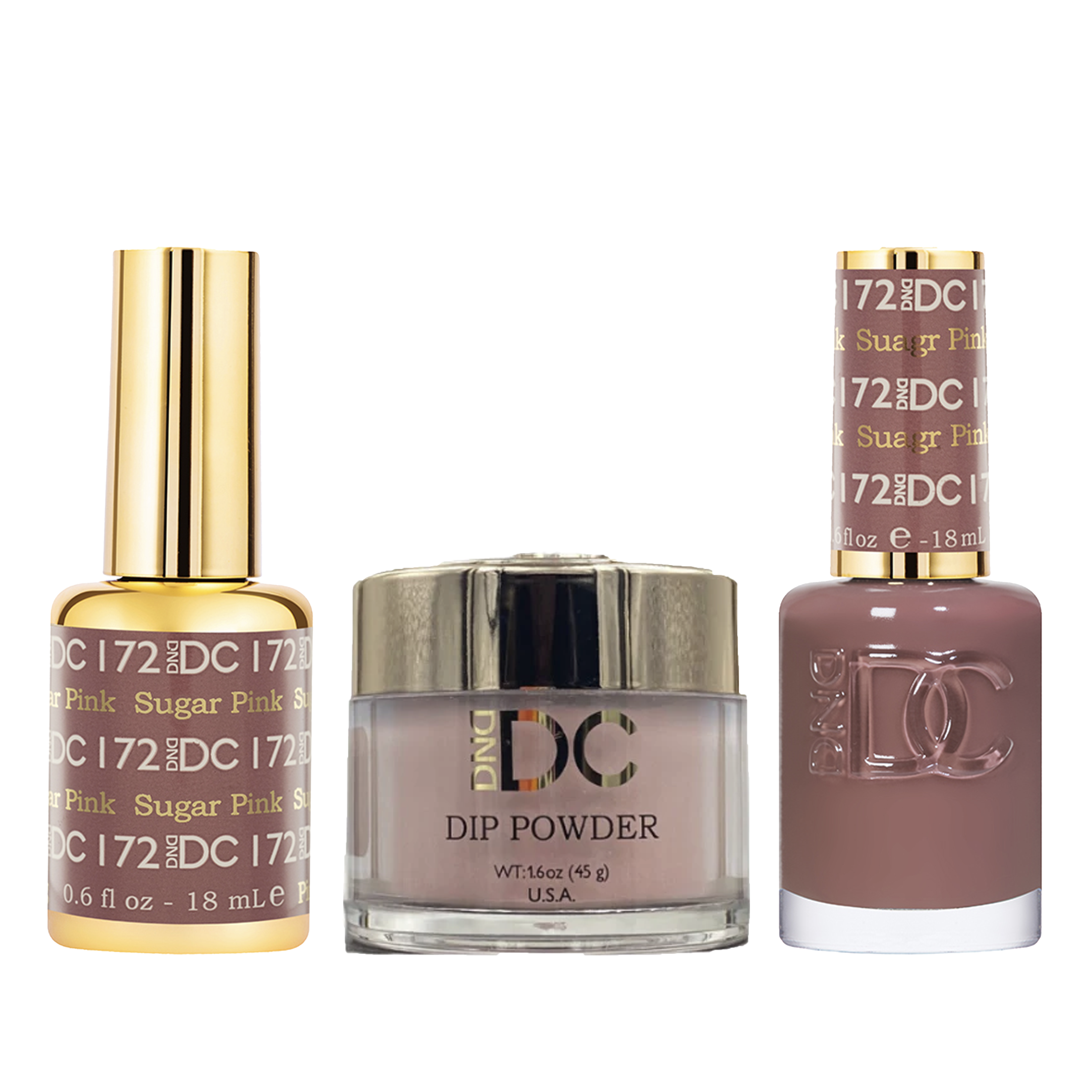 Dnd dc trio - 172 sugar pink - dip polish