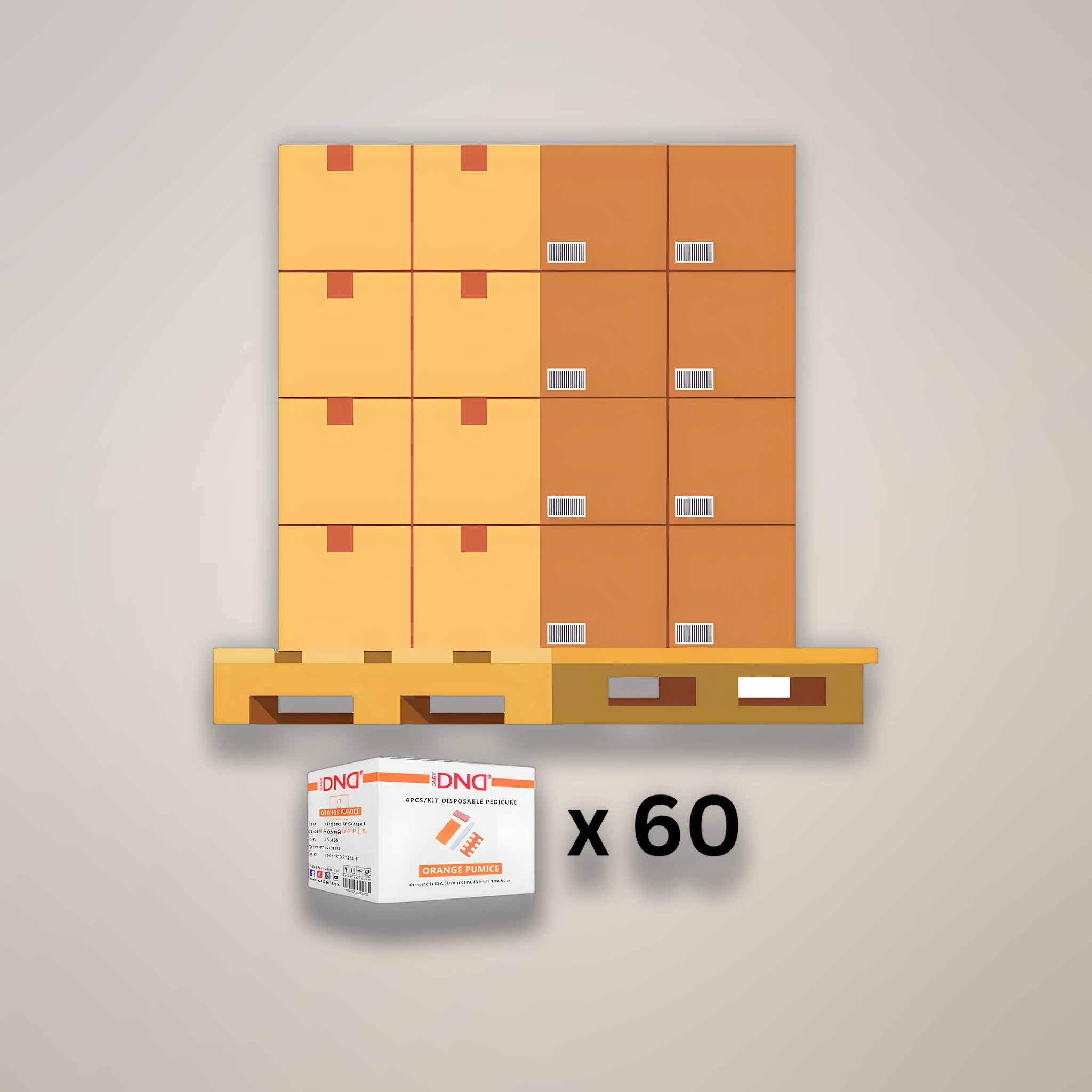 DND Disposable Pedicure Kit 4 Orange 200/Case - 60/Case per PALLET (W2)