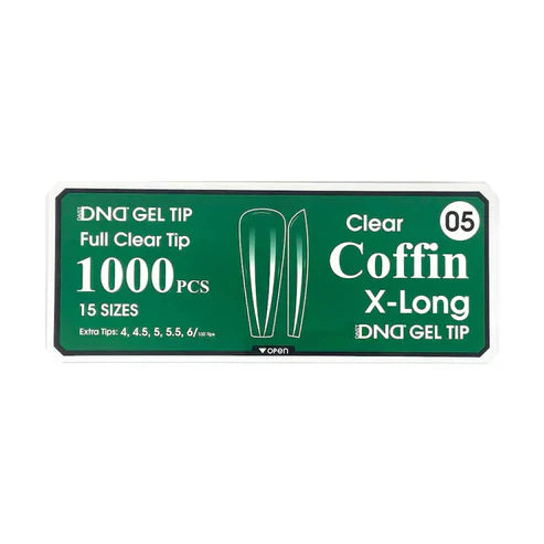 Dnd gel clear coffin tips 1000pcs/box - extra long