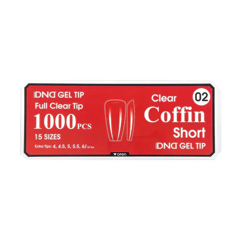 Dnd gel clear coffin tips 1000pcs/box - short